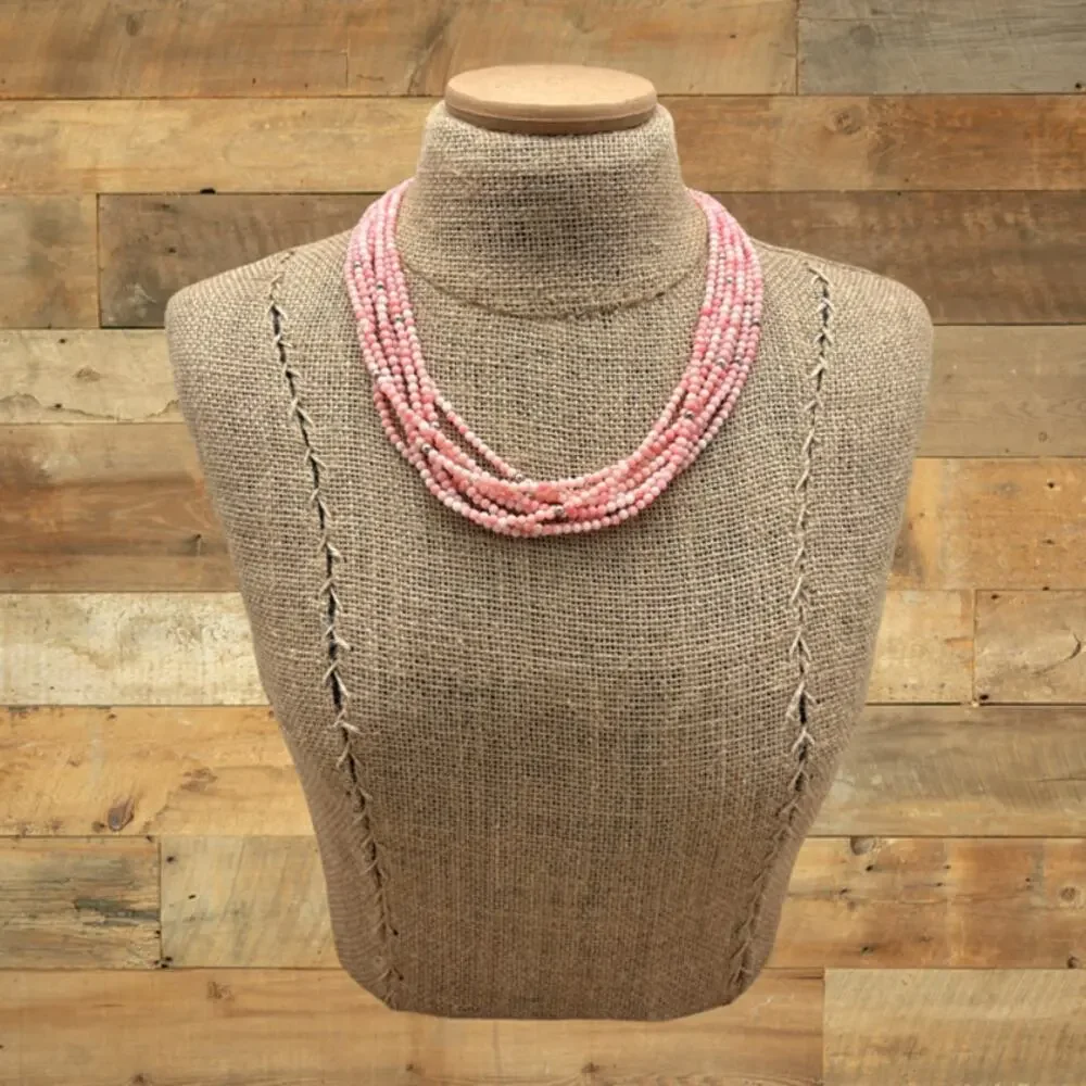 DESERT ROSE TRADING Jay King Angel Skin Coral 8-Strand Necklace Sterling Beads - Picture 4 of 4